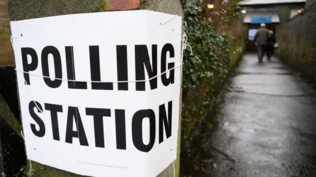 Polling station sign