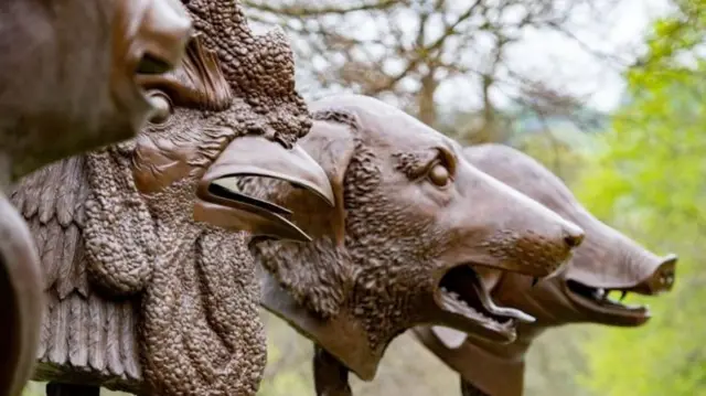 Animal head sculptures