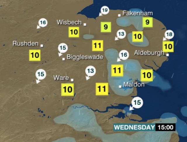 Wednesday's weather map