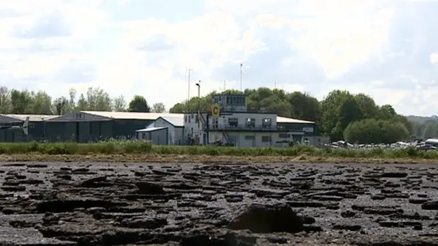 Damaged runway near Wolverhampton