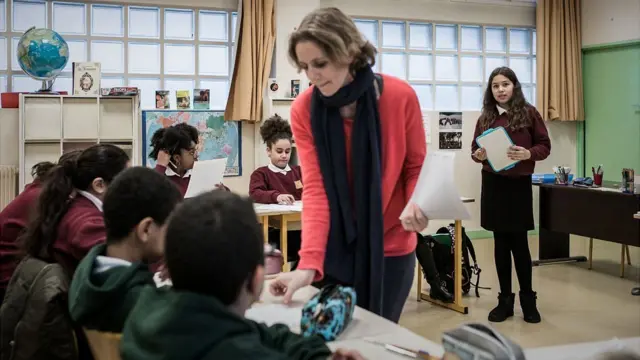 A classroom in Asnieres-sur-Seine, north-west Paris