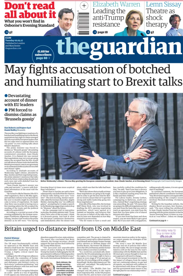 Guardian front page