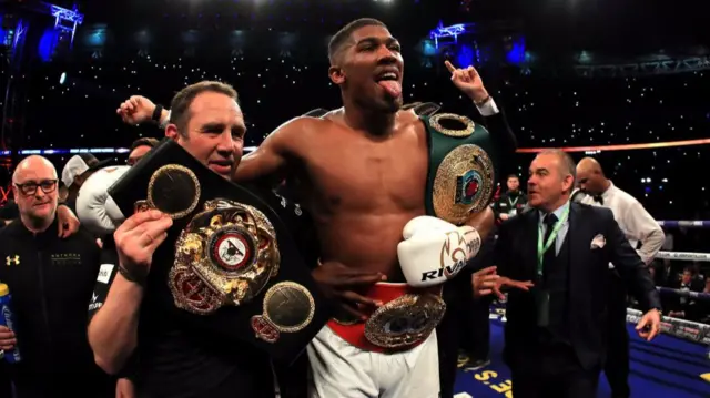 World Heavyweight Boxing Champion, Anthony Joshua and trainer Rob McCracken