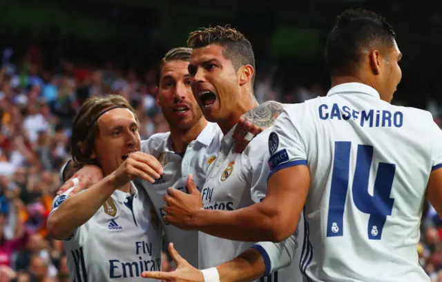 Cristiano Ronaldo of Real Madrid celebrates