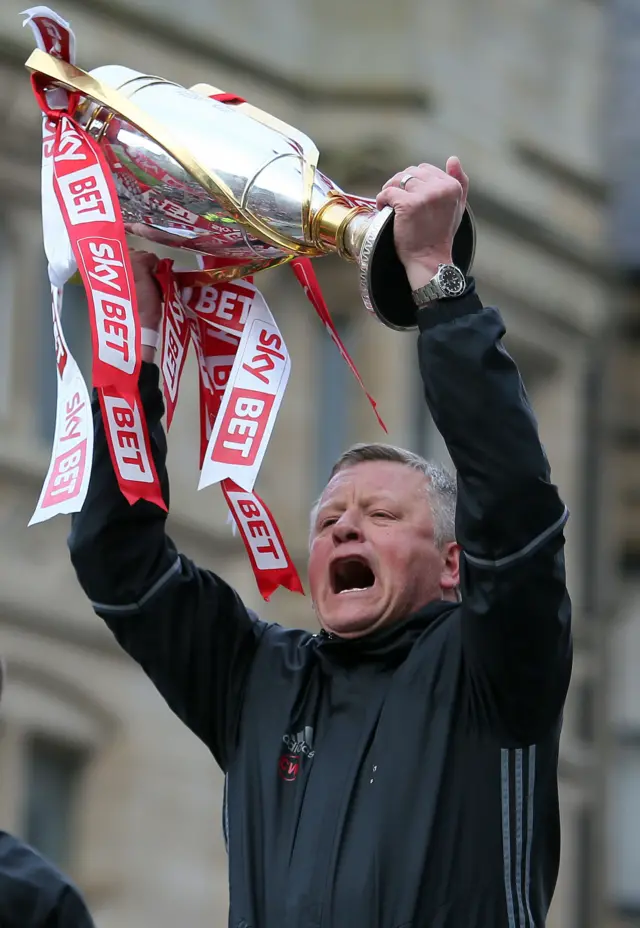 Chris Wilder with the League 1 trophy