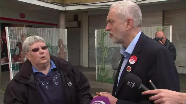 Jeremy Corbyn meets a voter