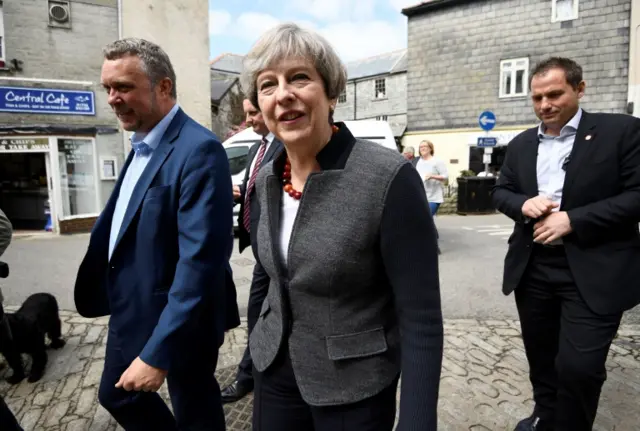 Theresa May in Mevagissey, Cornwall