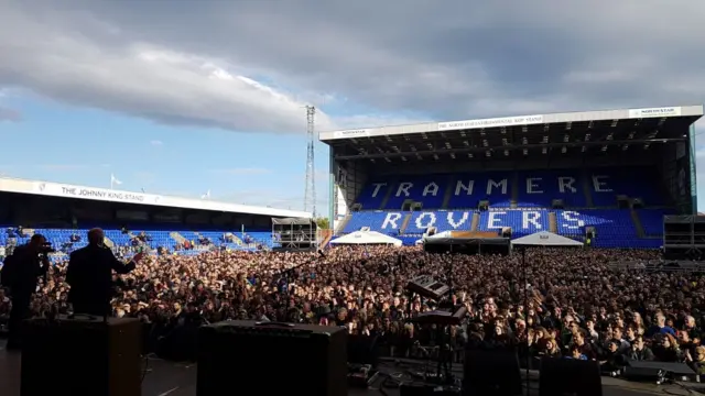 Jeremy Corbyn speaking at Prenton Park