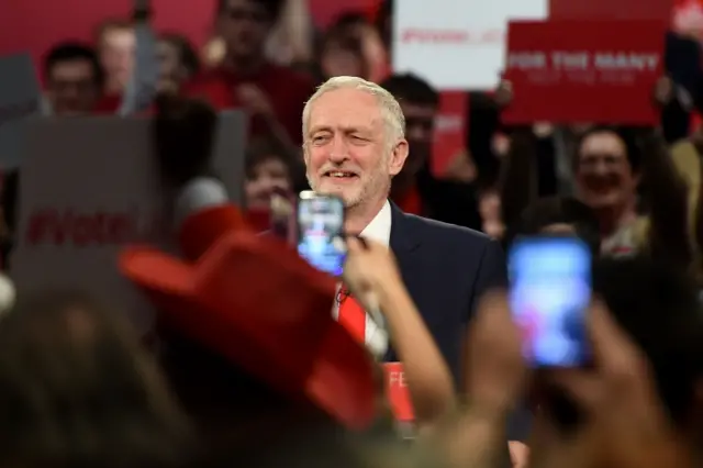 Jeremy Corbyn poses for photos in Birmingham