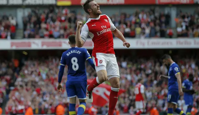 Ramsey celebrates scoring