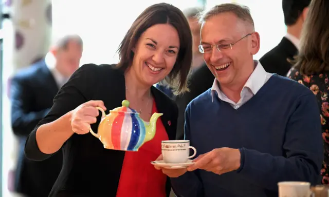 Kezia Dugdale holding a teapot