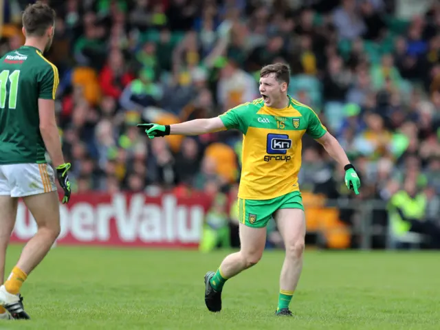 Jamie Brennan celebrates after scoring his team's opening goal.