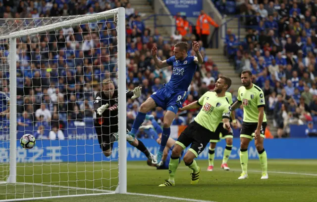 Vardy scores Leicesters first goal