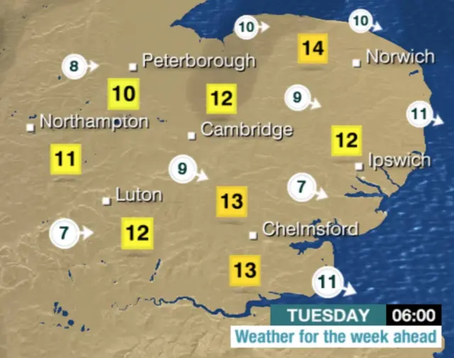 Weather graphic for 06:00 tomorrow