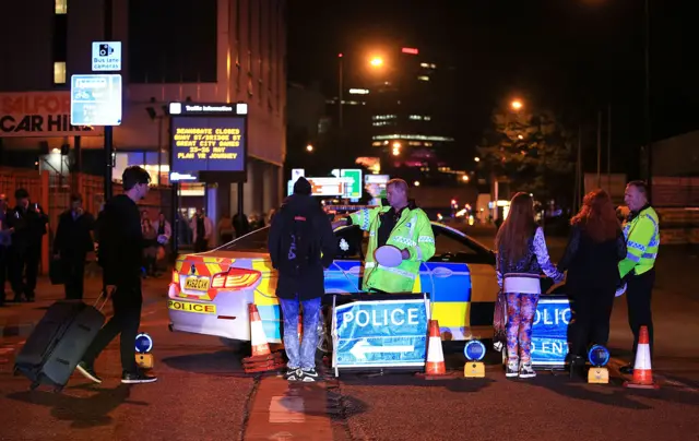 Police at the scene of the Manchester Arena "blast"