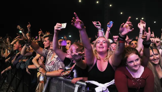 Festival goers at the Leeds Festival.