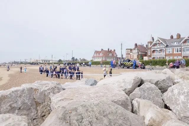 People on the beach at Felixstowe