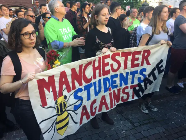 Students at Manchester vigil