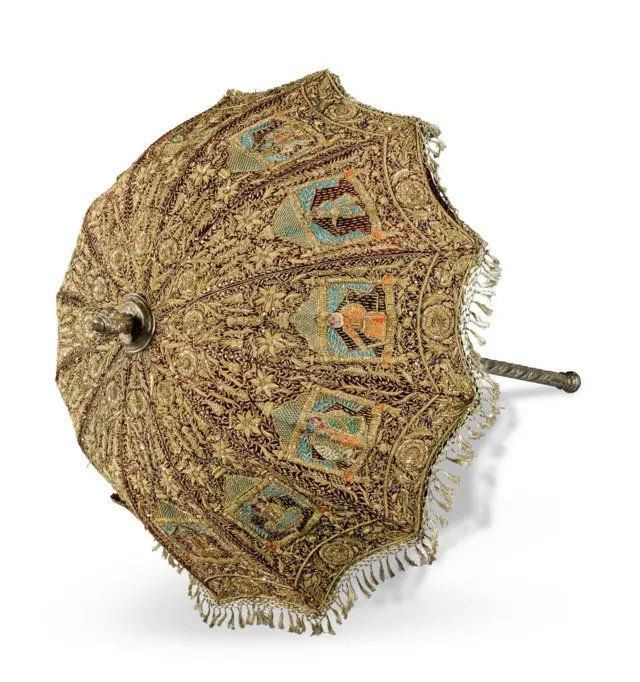 An embroidered parasol