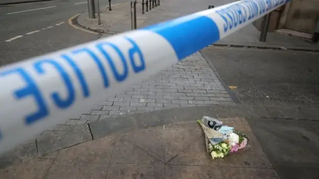 Flowers near the scene of the attack