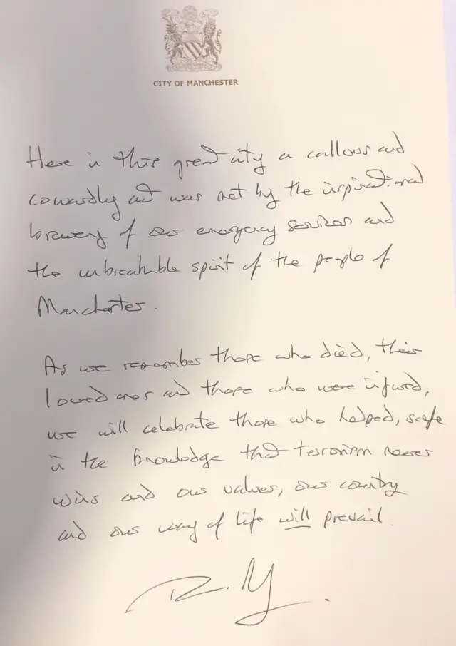 Theresa May's letter of condolence