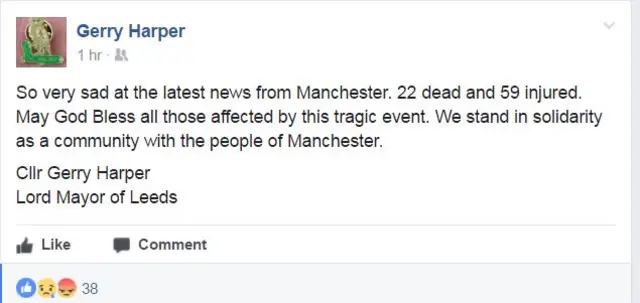 Lord Mayor of Leeds Facebook post