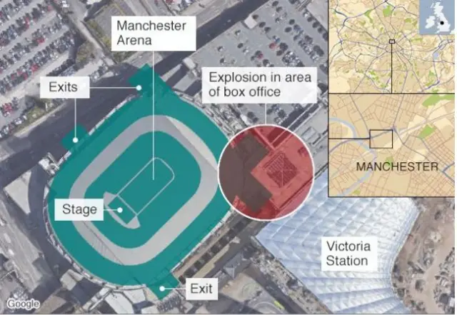 Manchester attack map