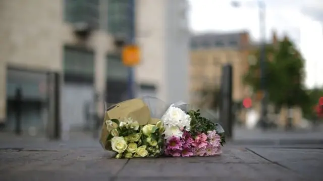 Flowers left in Manchester at scene of concert attack