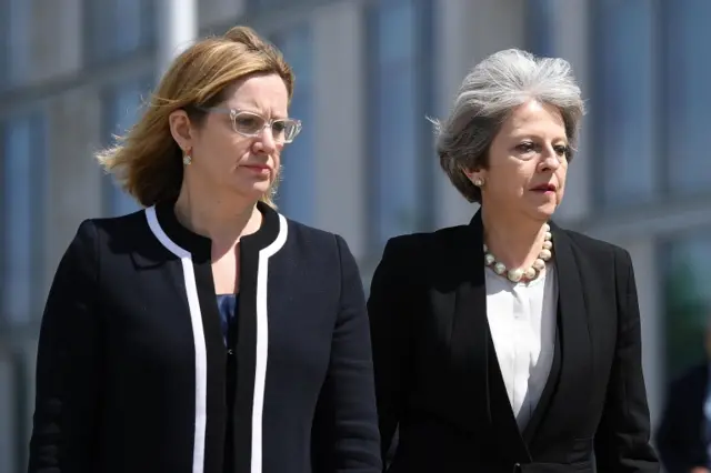 Amber Rudd (l) and Theresa May