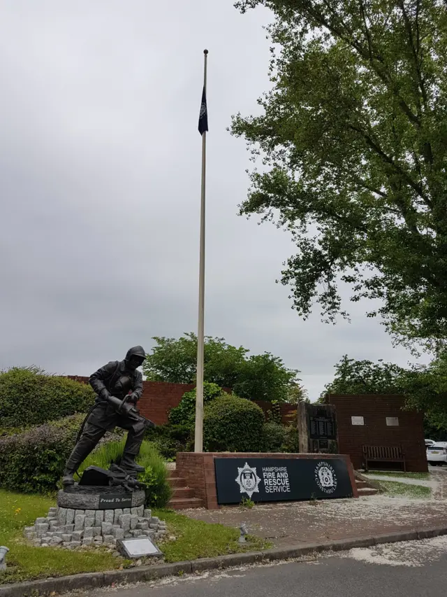 Hants Fire And Rescue with flag at half mast