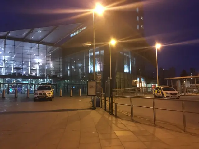 Police outside Manchester Victoria station on Tuesday morning