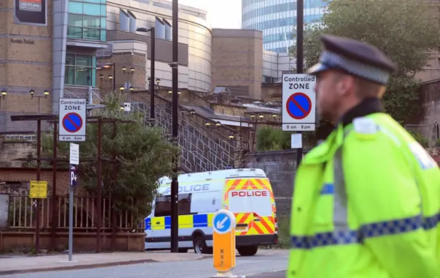 Policeman outside Manchester Arena