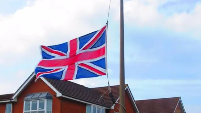 Union jack at half mast