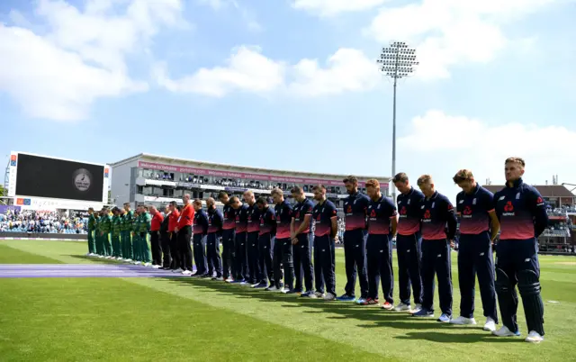 South Africa and England players hold silence