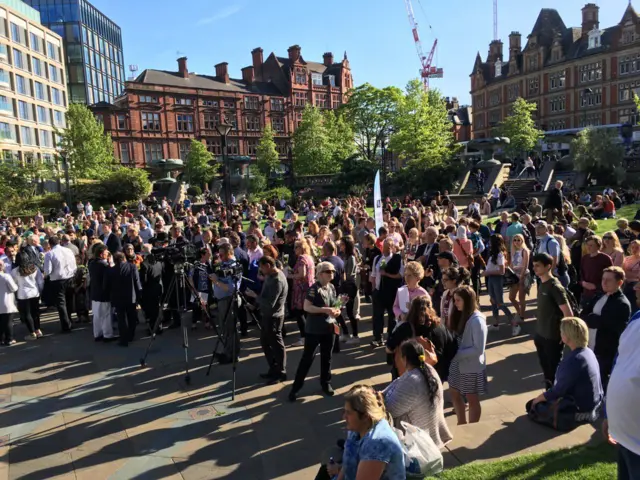 People stand at the Sheffield vigil