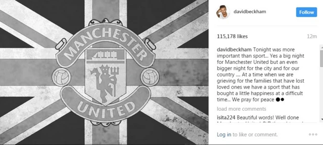 David Beckham posts on Instagram