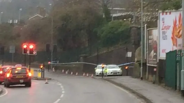 Police cordon at Ancaster Road after stabbing