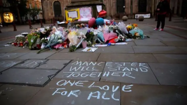 Tributes in Manchester on Albert Square