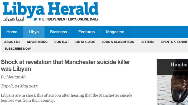 One website Libya Herald ran prominently on the Manchester attack