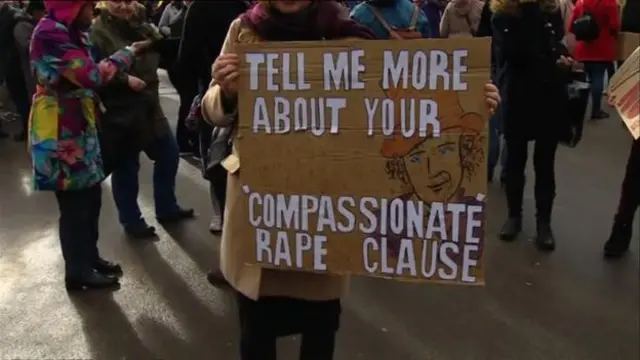 Protesters against the so-called "rape clause" gathered in Glasgow