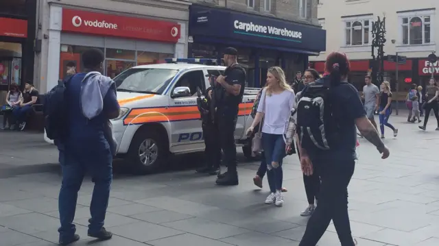 Armed police in Leicester