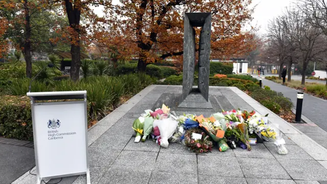 Flowers were left in Canberra as a tribute to victims