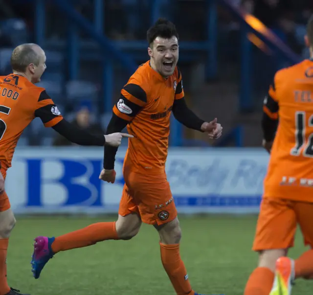 Scott Fraser celebrates with Dundee United