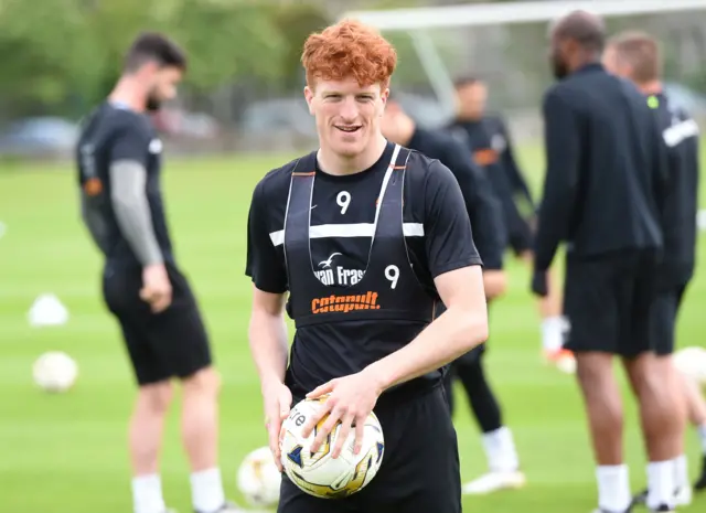 Dundee United striker Simon Murray during training