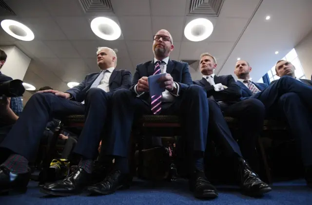 Mr Nuttall and his colleagues at the launch