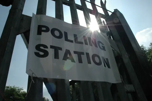 Polling station sign