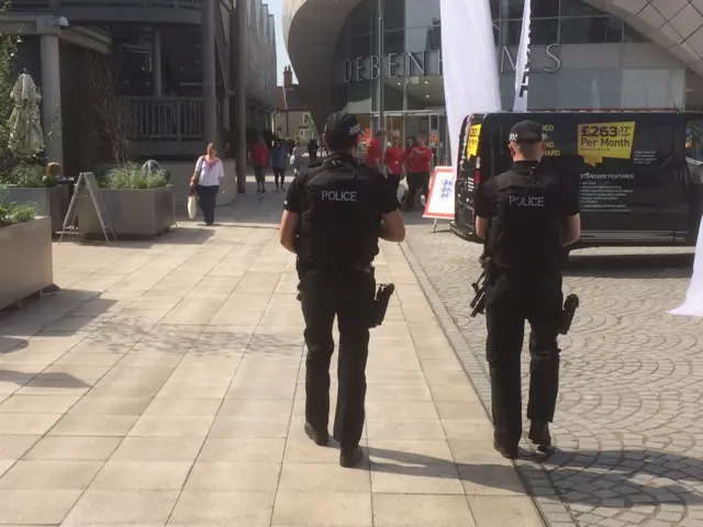 Armed police in Chequer Square, Bury St Edmunds