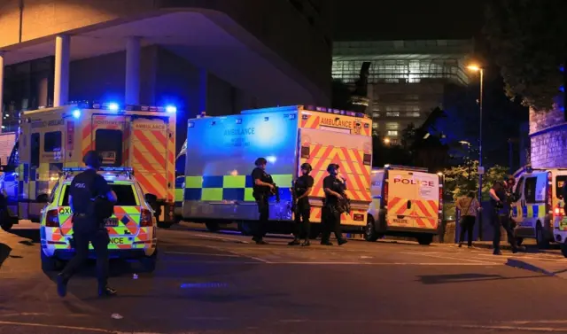 Emergency services outside Manchester Arena