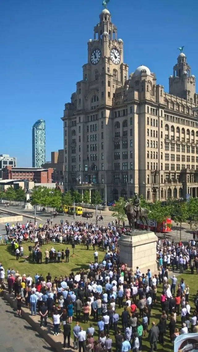 Silence observed a Liverpool waterfront