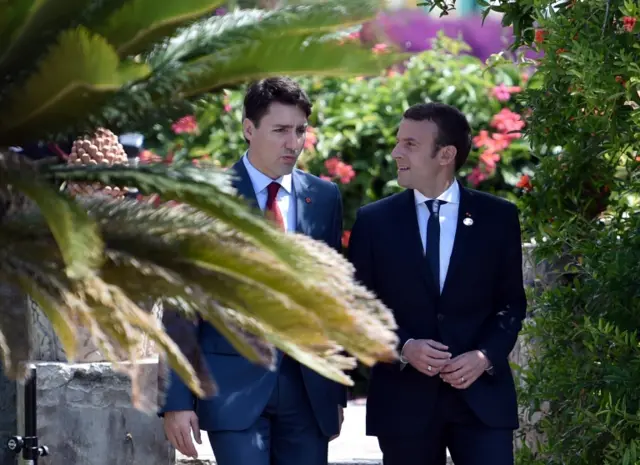 Canadian Prime Minister Justin Trudeau and French President Emmanuel Macron